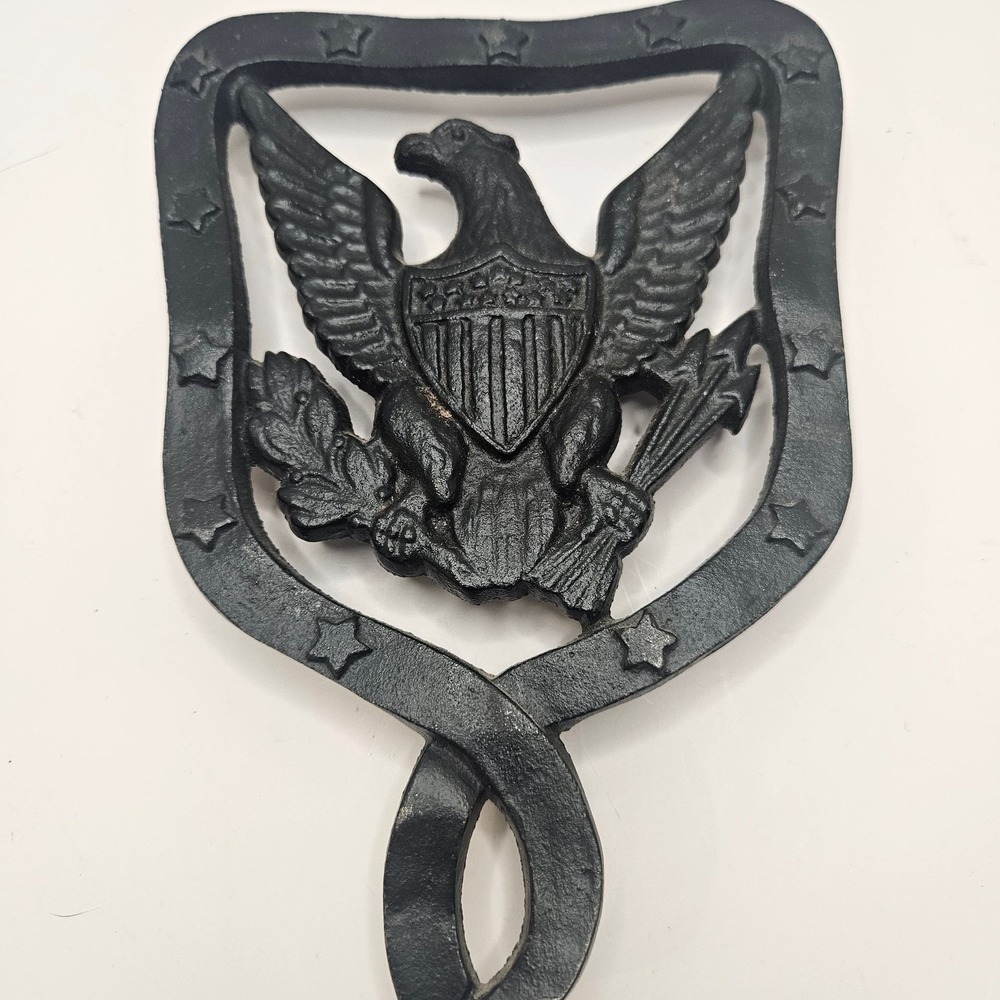 Vintage Cast Iron Trivet Hotplate Holder Ornate Eagle